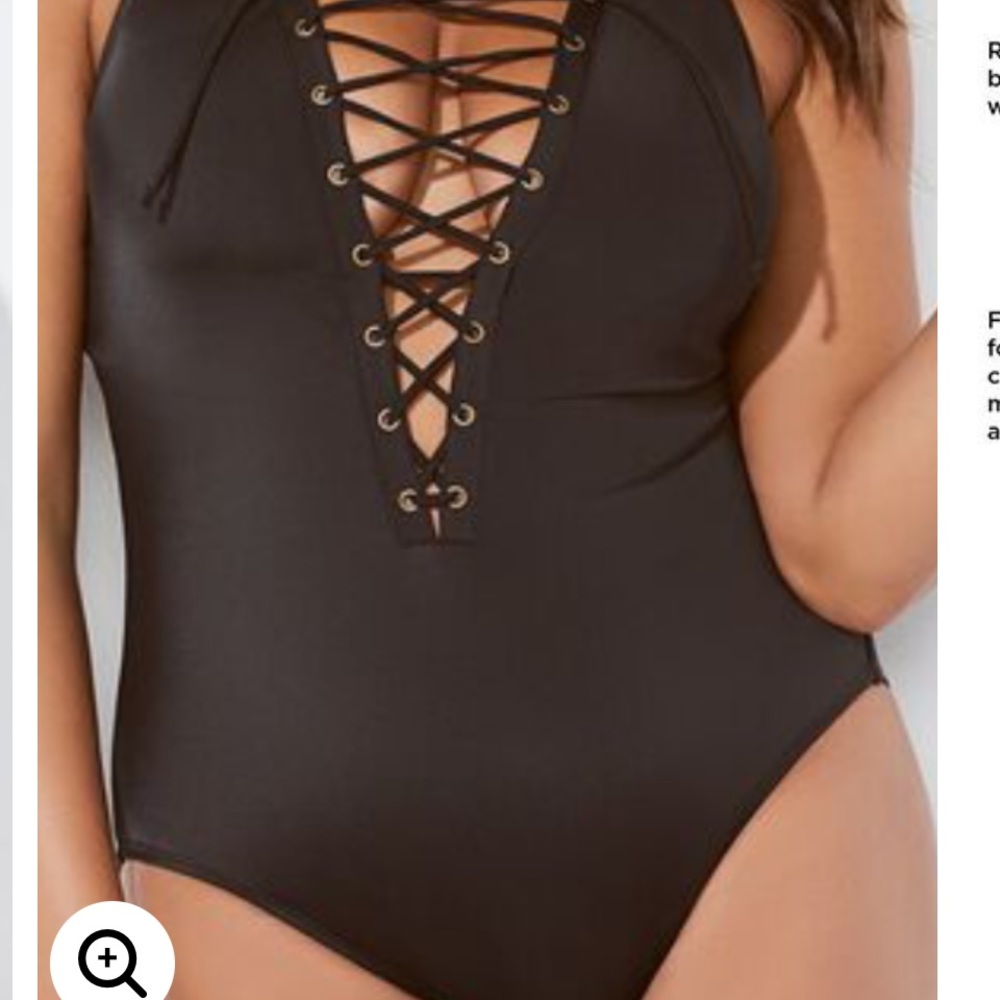 Swimsuits for All. Size 18. Black. Lace up one piece.